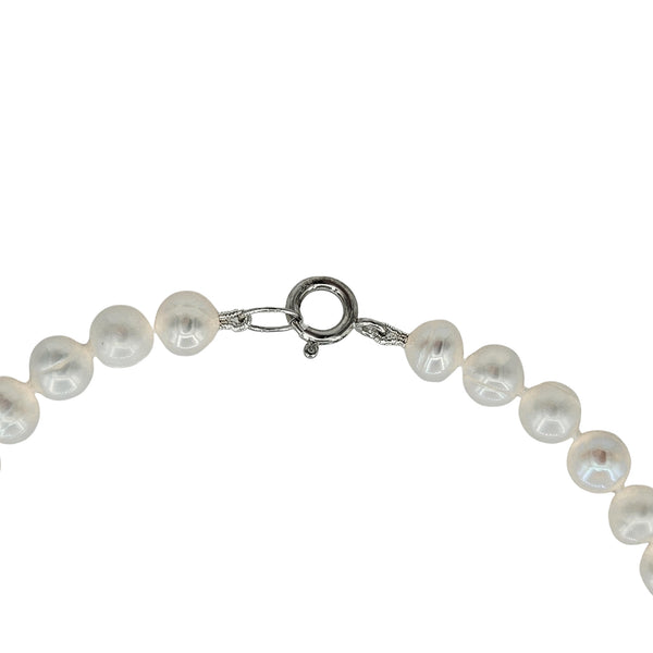 Sterling Silver Graduated Genuine Freshwater Pearls 7-9mm Necklace