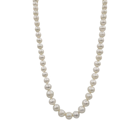 Sterling Silver Graduated Genuine Freshwater Pearls 7-9mm Necklace