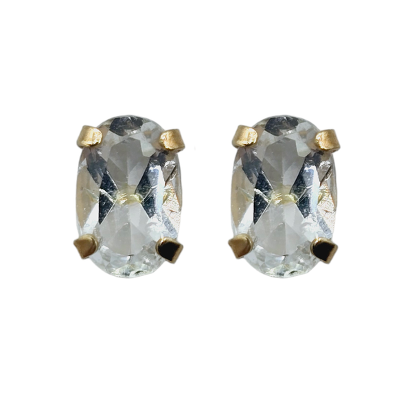 10KT Yellow Gold 5x3 mm Genuine Gemstone Stud Earrings