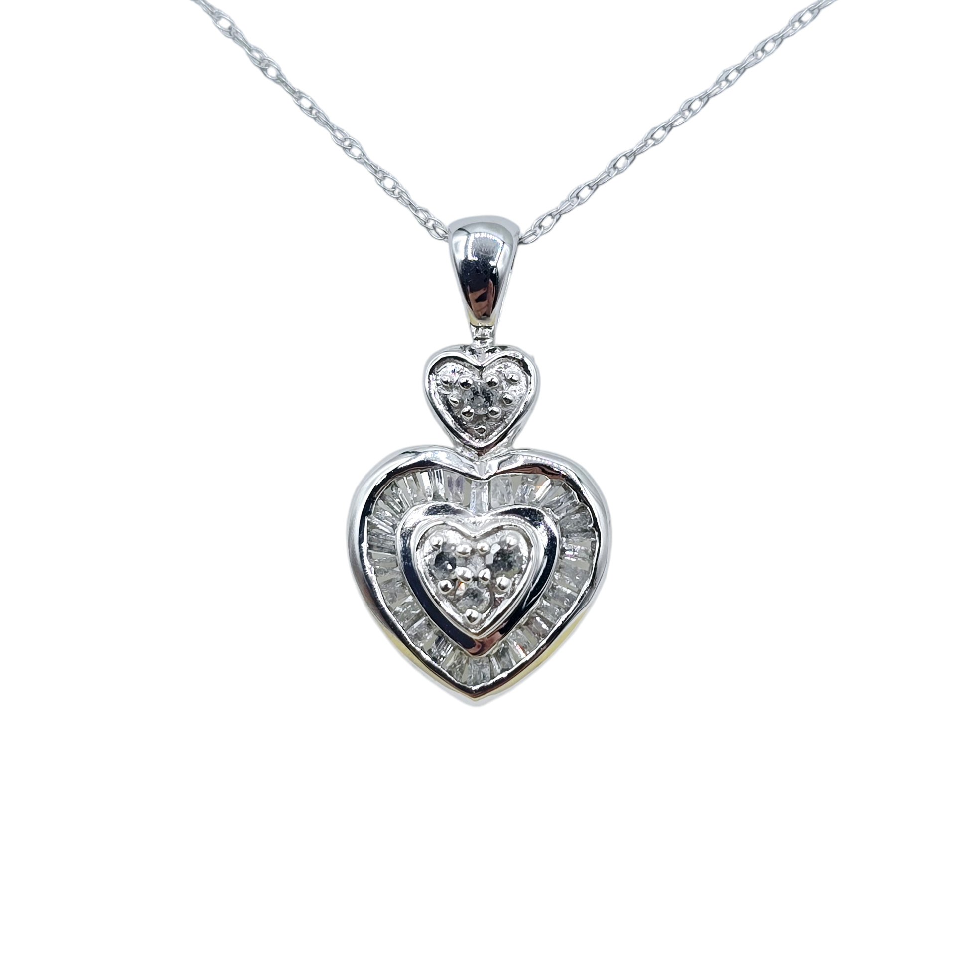 10K White Gold Diamond 0.25ct Pendant With Chain