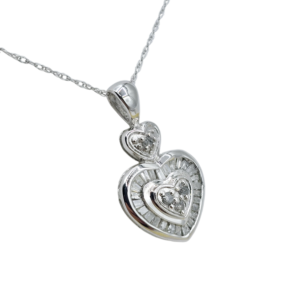 10K White Gold Diamond 0.25ct Pendant With Chain