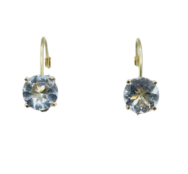 18K Yellow Gold Leverback Earrings with Genuine Gemstone 6x6mm