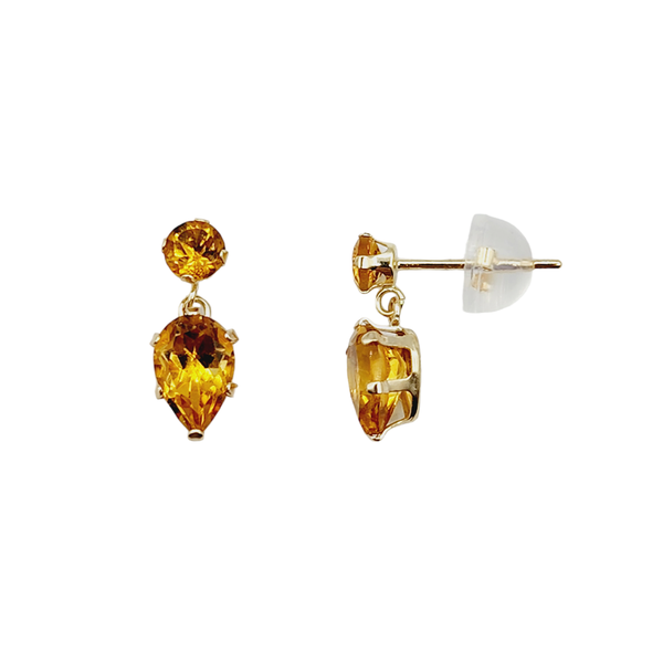 14K Yellow Gold Gemstone Stud Earrings