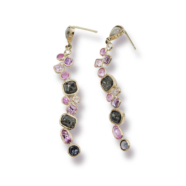 14Kt Gold Natural Sapphire 2.5cts and Diamond 4.1cts Earrings