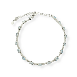 Sterling Silver Bracelet Set With 17 prong set 4X3mm Oval Genuine Gemstones 3.5cts