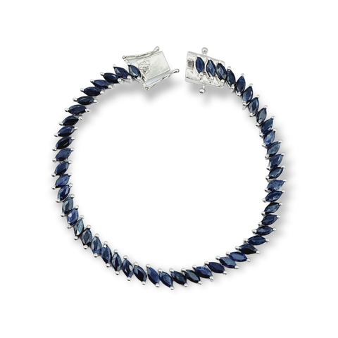 Sterling Silver  Bracelet with Natural Blue Sapphire 15.30ct