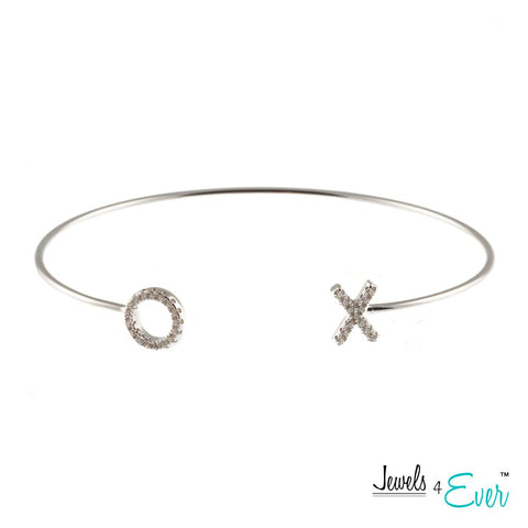Hugs and Kisses CZ 925 Sterling Silver Bangle