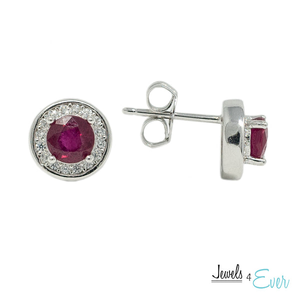 925 Sterling Silver Gemstone and CZ Earrings