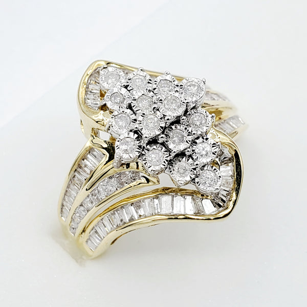 10kt yellow gold ring with round brilliant cut diamonds 1.0ct
