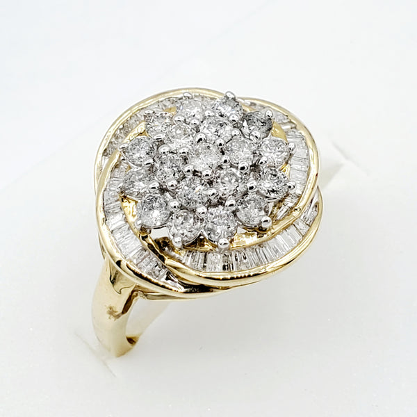 10kt yellow gold ring with prong set round brilliant cut diamonds 1.0ct