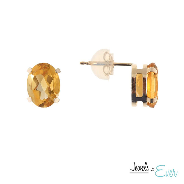 10KT Yellow Gold 8 x 6 mm Genuine Gemstone Stud Earrings