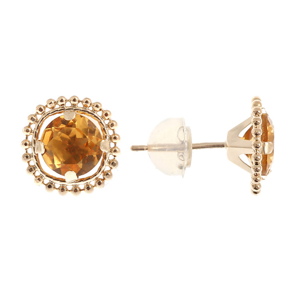 10kt Yellow Gold 6mm Milgrain Gemstone Stud Earrings