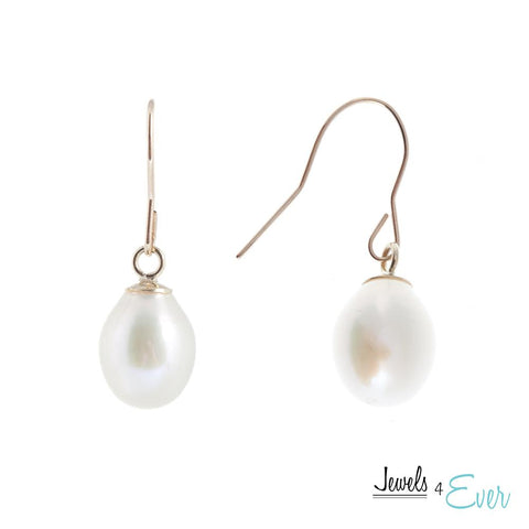 14KT Gold White Freshwater Pearl Earrings