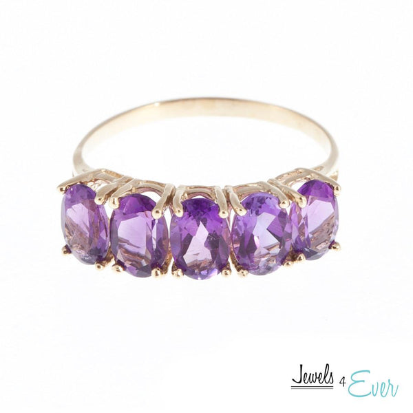 10KT Gold Ring set with 6x4 mm Genuine Amethyst