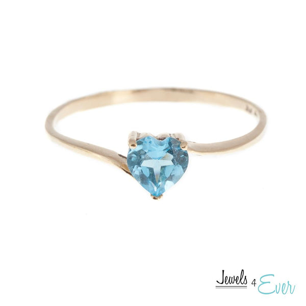 10KT White / Yellow Gold Ring Set With Genuine Heart-Shaped Gemstone