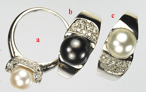 14KT White Gold Ring Set With Genuine South Sea Pearl / Tahitian Pearl