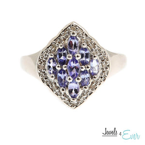 Sterling Silver Ring set with 4 x 2.5 mm Genuine Tanzanite