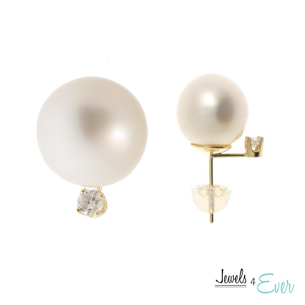 14KT Gold South Sea Pearl and Diamond Earrings