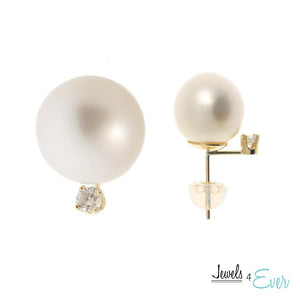 14KT Gold South Sea Pearl and Diamond Earrings