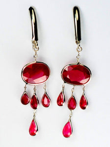 14KT Gold Ruby Chandelier Earrings