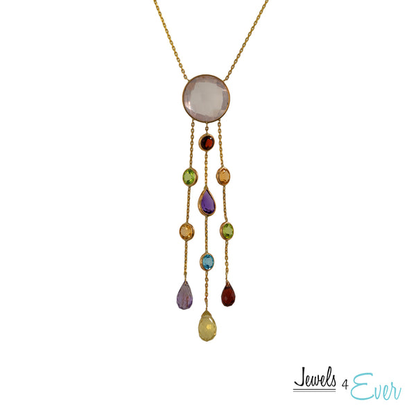 14kt. Gold Necklace with 17 Carats of Genuine Gemstones