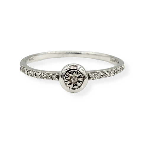 10kt white gold ring single cut diamonds 0.10ct