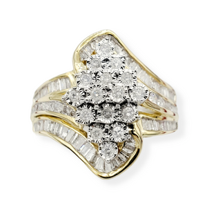 10kt yellow gold ring with round brilliant cut diamonds 1.0ct