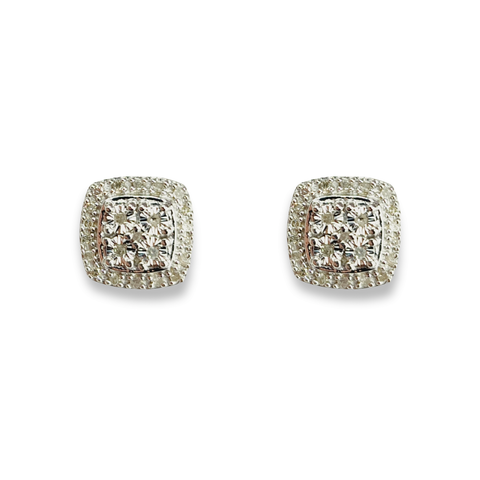 Sterling Silver with Diamond 0.10ct Stud Earrings