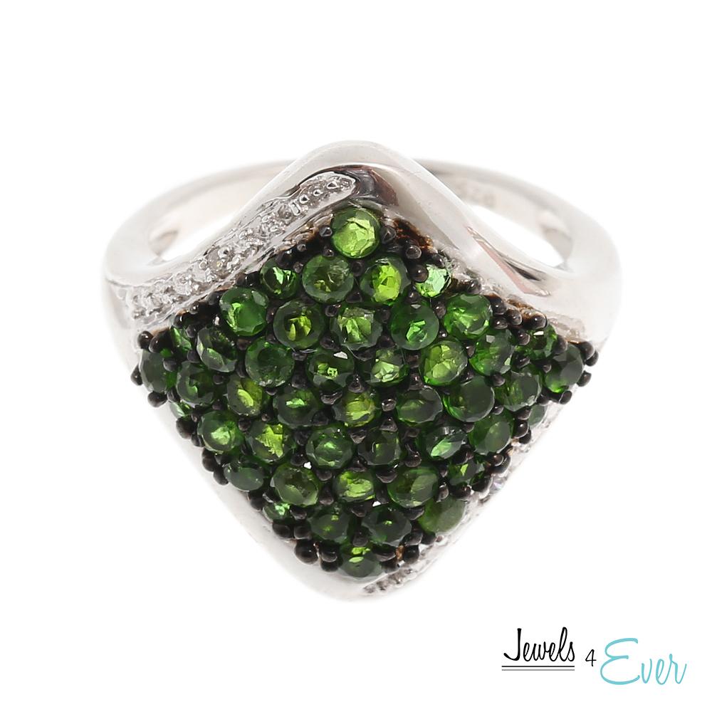Sterling Silver Ring set with Genuine Chrome Diopside
