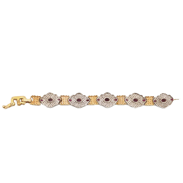 18KT White Gold Ladies Bracelet with Round Cut Rubies & Round Cut Diamonds