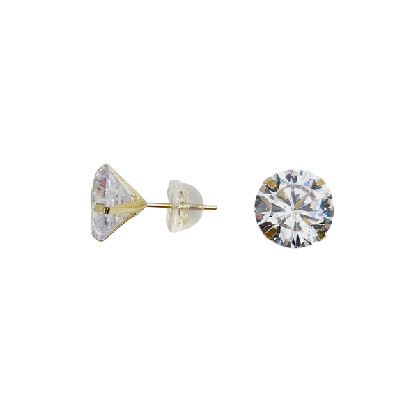 10K Yellow and White Gold Cubic Zirconia Earrings